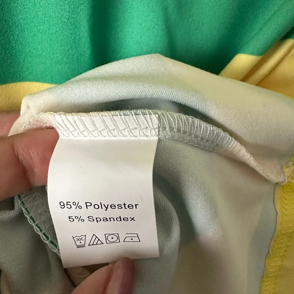 Harlequin Print Cold Shoulder Yellow And Green Medium Top Brand New - Picture 11 of 13